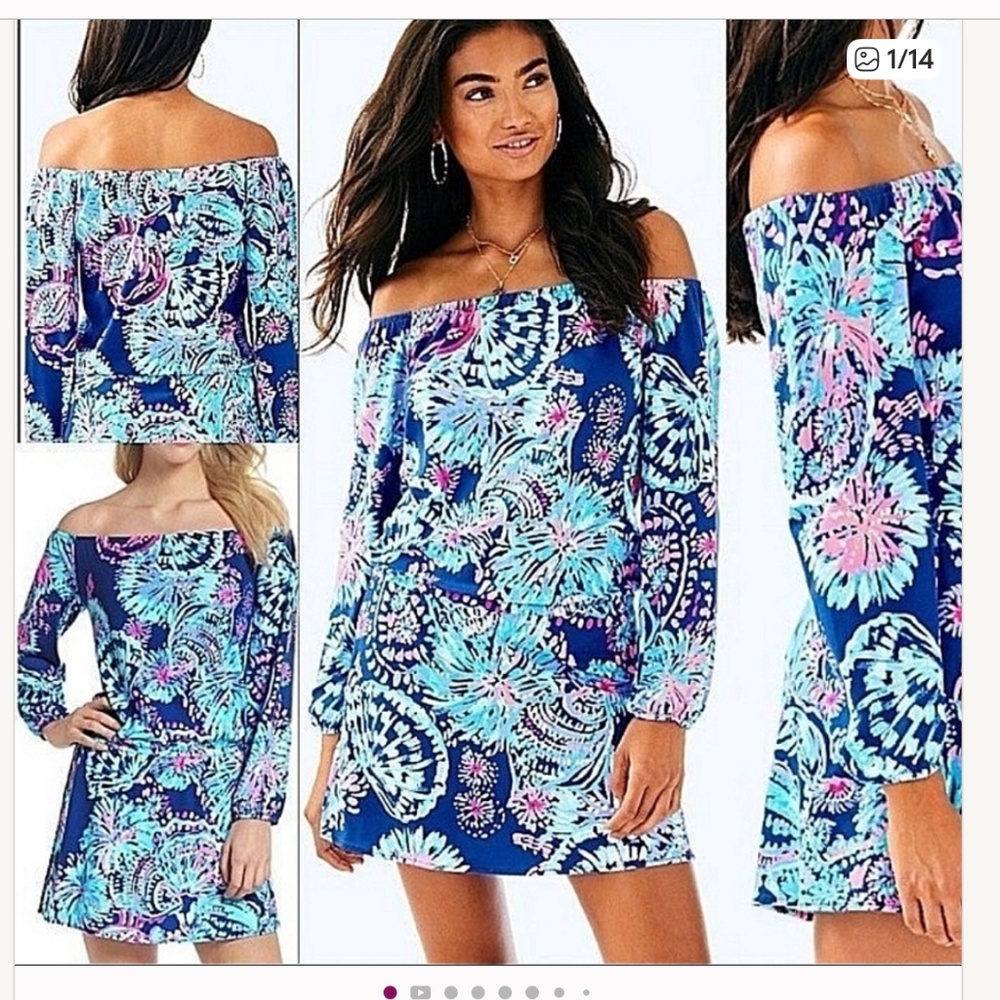 LILLY PULITZER Lana Skort Romper In Deep Indigo Gypsea Girl Size L